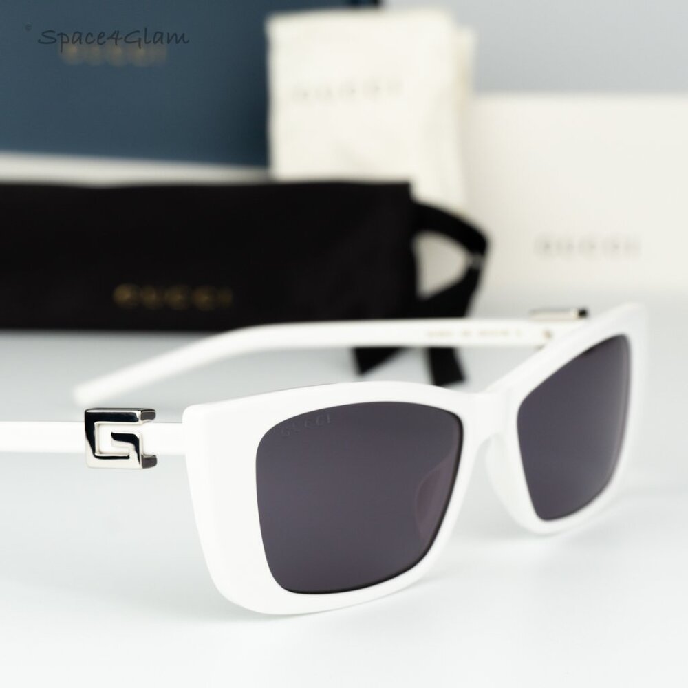 Gucci Women Sunglasses White Grey Cat Eye GG1681S 006 BRAND NEW